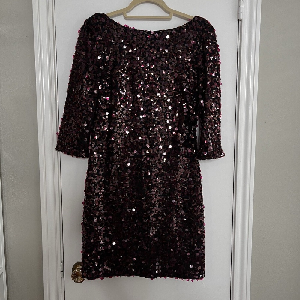 Jessica Simpson 10 Sequin Mini Dress Women Burgundy BodyCon Backless Dress Party